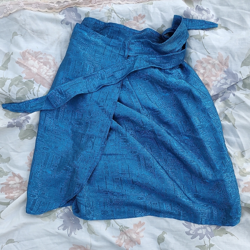 Vintage 90s 1990s Whimsygoth Fairy Fairycore Mermaid Metallic Mini Wrap Skirt